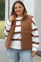 Puffer Vests Corduroy Stand Neck Puffer Vest