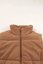Puffer Vests Corduroy Stand Neck Puffer Vest