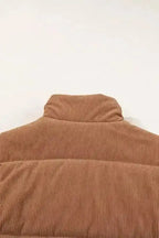 Puffer Vests Corduroy Stand Neck Puffer Vest