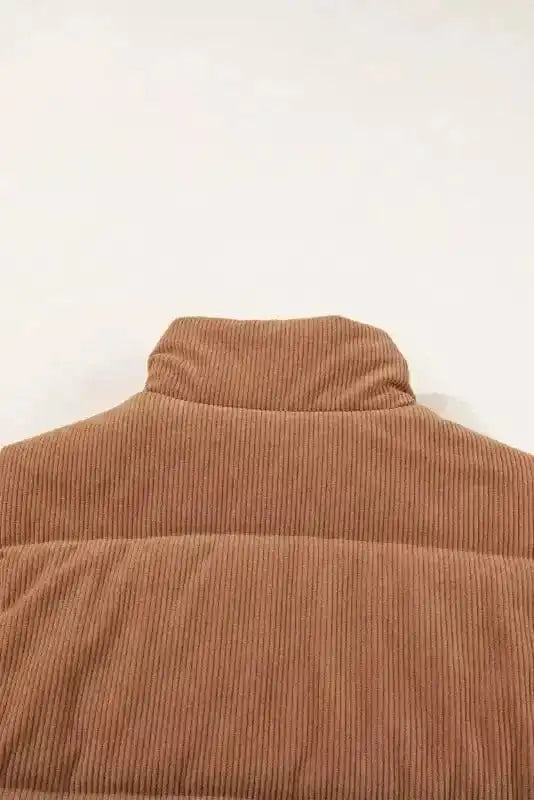 Puffer Vests Corduroy Stand Neck Puffer Vest