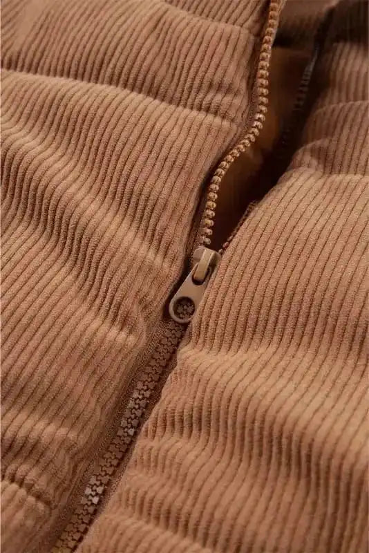 Puffer Vests Corduroy Stand Neck Puffer Vest