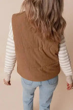Puffer Vests Corduroy Stand Neck Puffer Vest