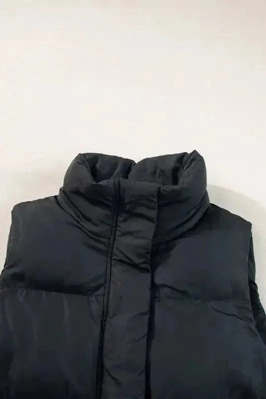 Puffer Vests Windproof Longline Puffer Vest - Black