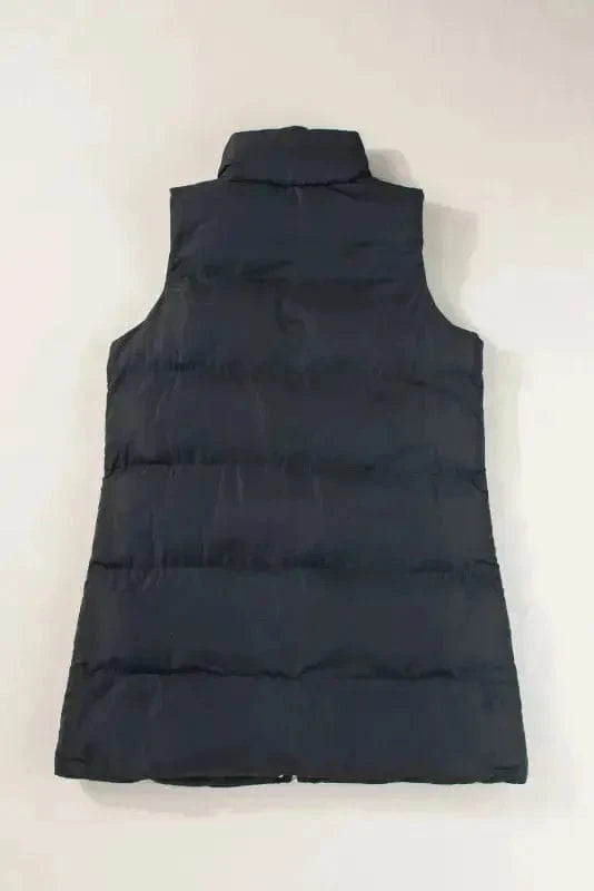 Puffer Vests Windproof Longline Puffer Vest - Black