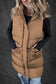 Puffer Vests Windproof Longline Puffer Vest - Coffee