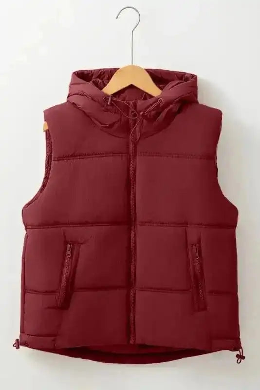 Puffer Vests Zip-up Hooded Puffer Vest