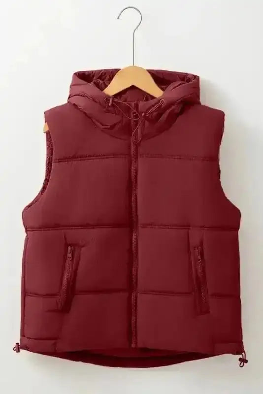 Puffer Vests Zip-up Hooded Puffer Vest