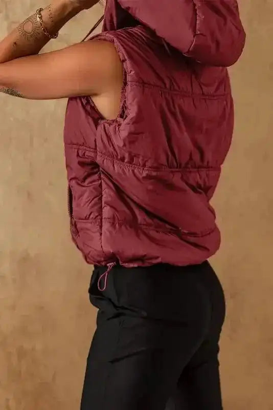 Puffer Vests Zip-up Hooded Puffer Vest