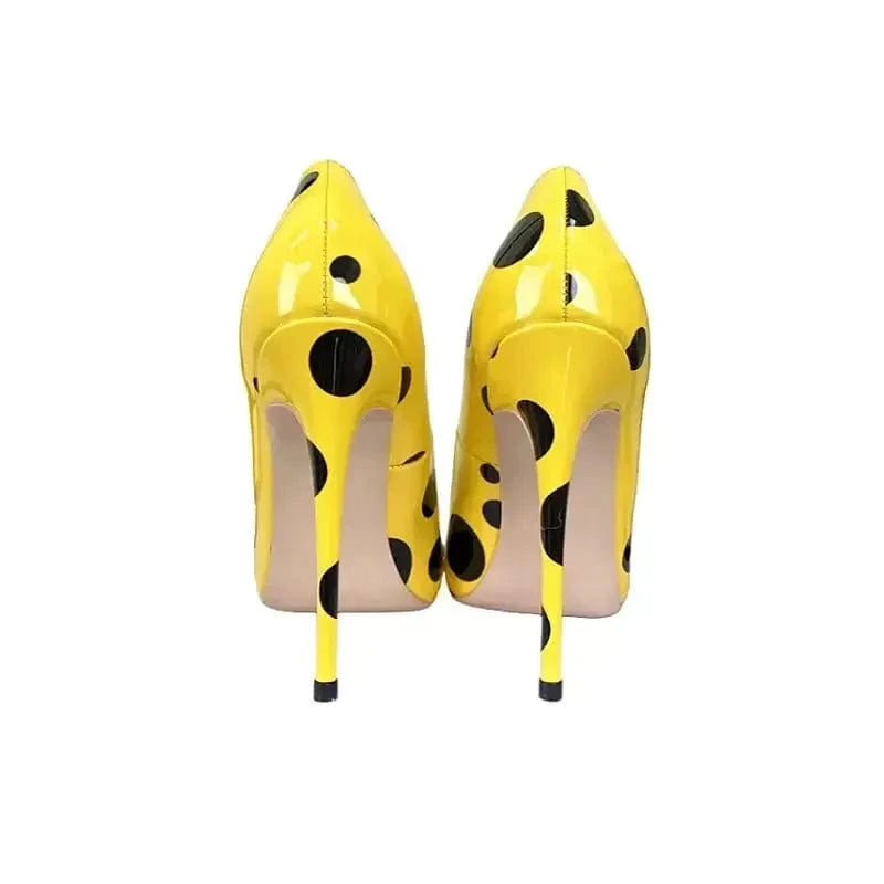 Pumps Polka Dots Yellow Stiletto High Heel Shoes