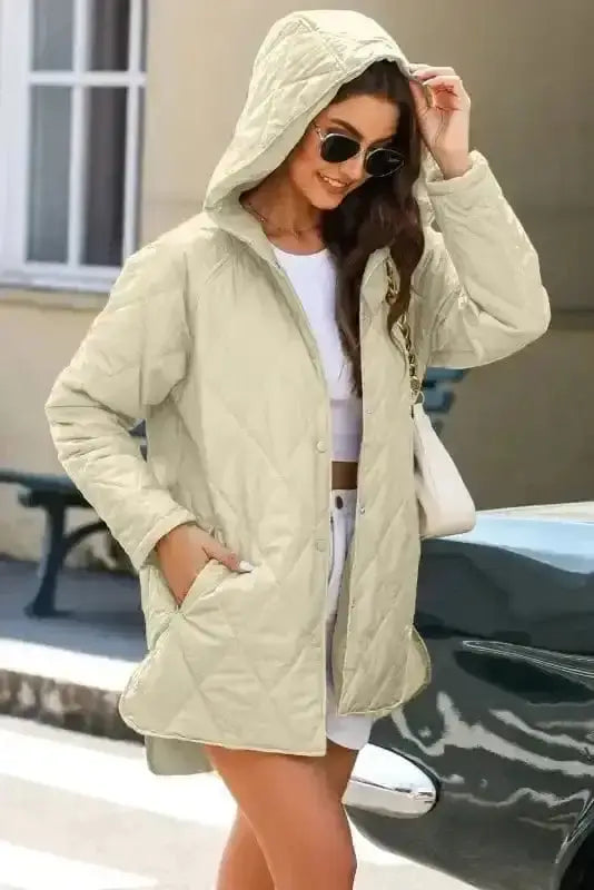 Quilted Coats Quilted Snap Hooded Jacket