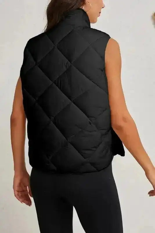 Black quilted vest back view — Fashionfitz UK