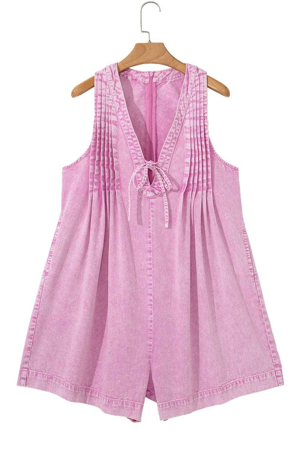 Rompers Bonbon Denim Pleat Romper