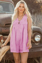 Rompers Bonbon Denim Pleat Romper