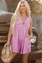 Rompers Bonbon Denim Pleat Romper