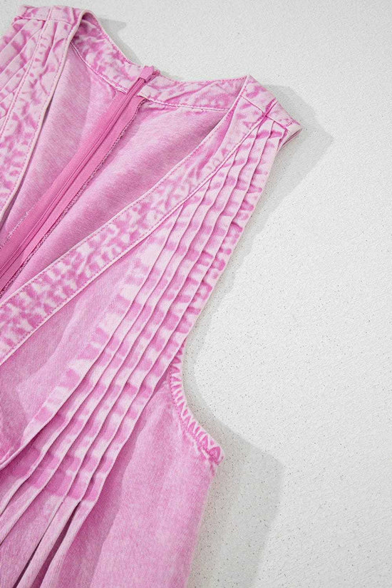 Rompers Bonbon Denim Pleat Romper