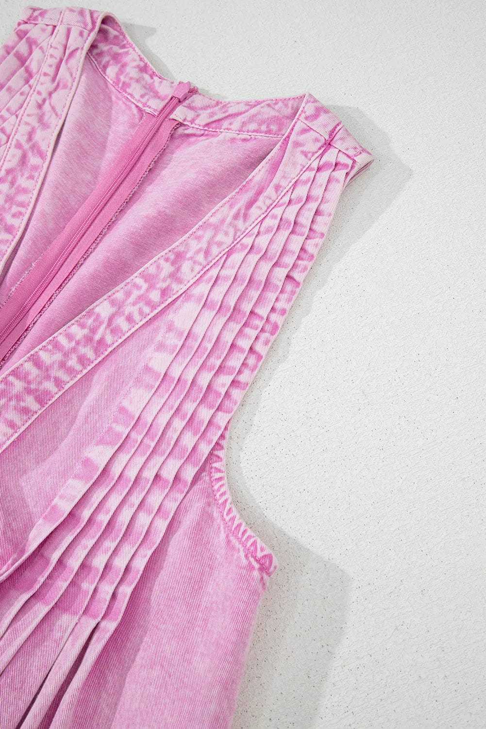 Rompers Bonbon Denim Pleat Romper