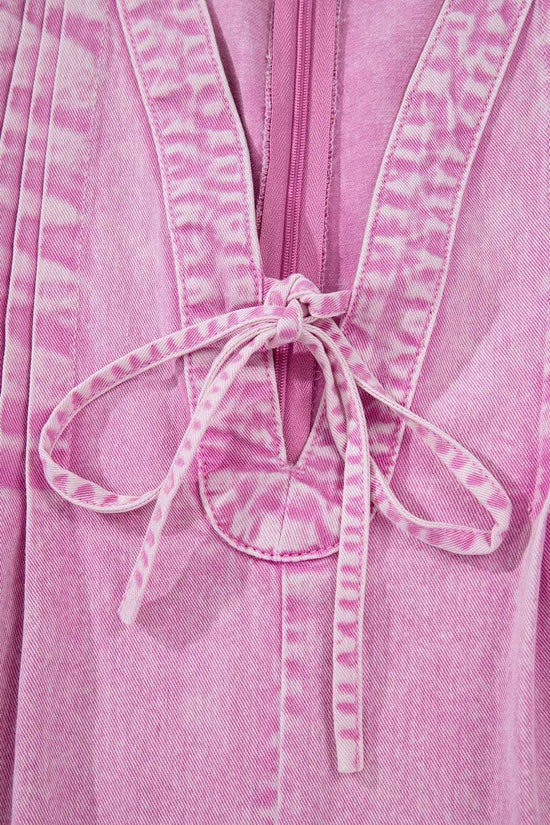 Rompers Bonbon Denim Pleat Romper