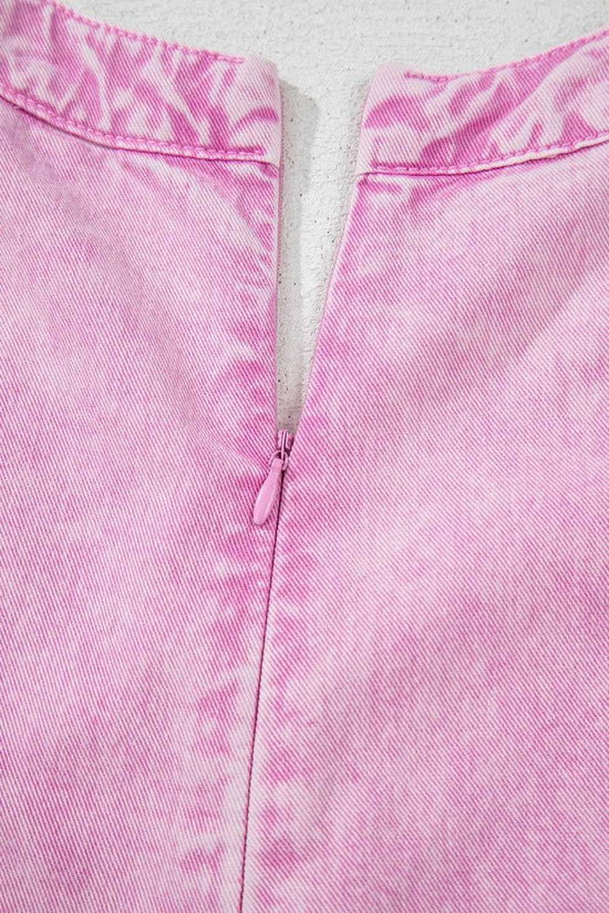 Rompers Bonbon Denim Pleat Romper