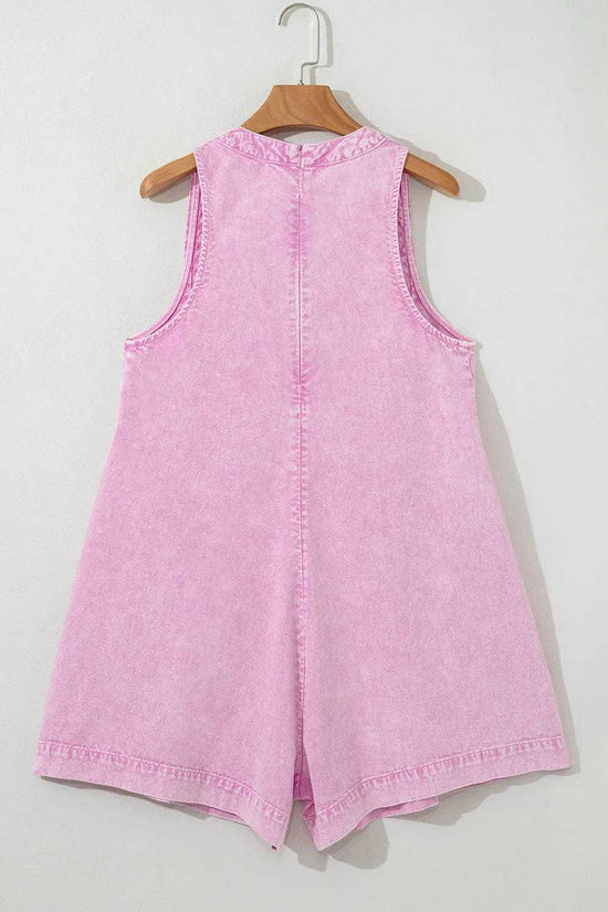 Rompers Bonbon Denim Pleat Romper