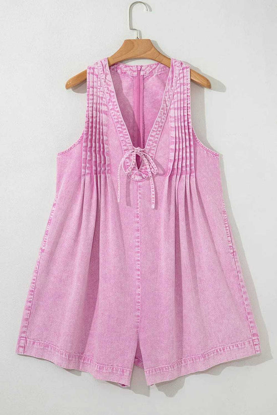 Rompers Bonbon Denim Pleat Romper