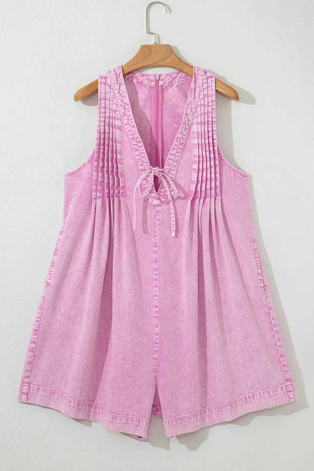 Rompers Bonbon Denim Pleat Romper