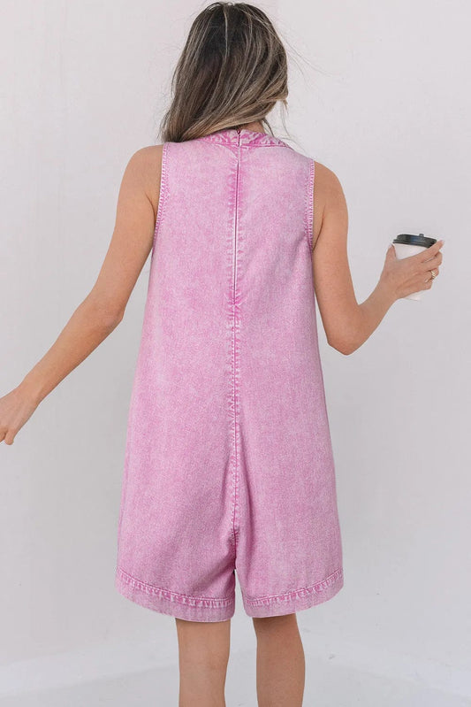 Rompers Bonbon Denim Pleat Romper