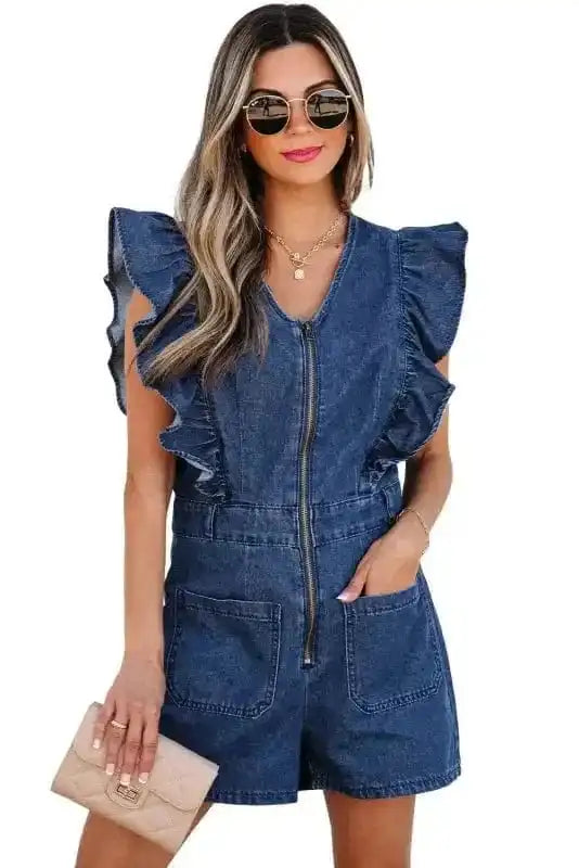 Rompers Denim Delight Ruffled Romper