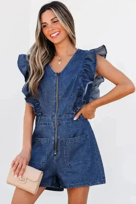 Rompers Denim Delight Ruffled Romper