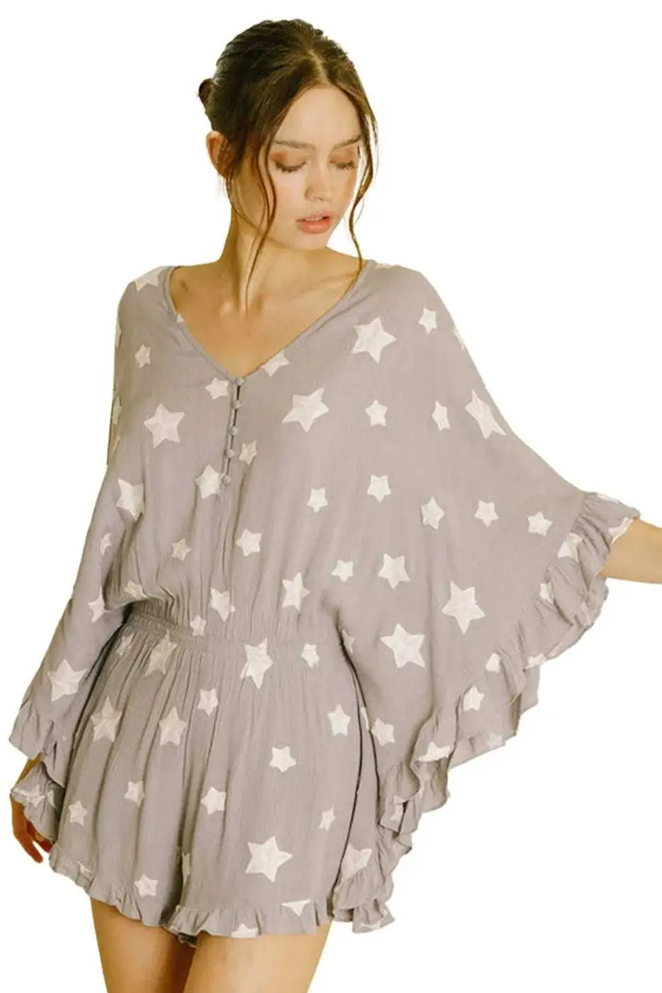 Rompers Gray Star Kimono Romper
