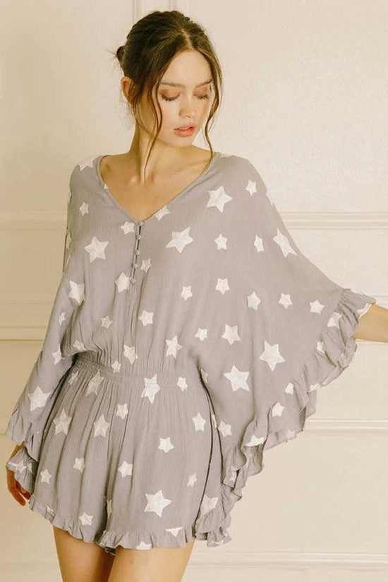 Rompers Gray Star Kimono Romper
