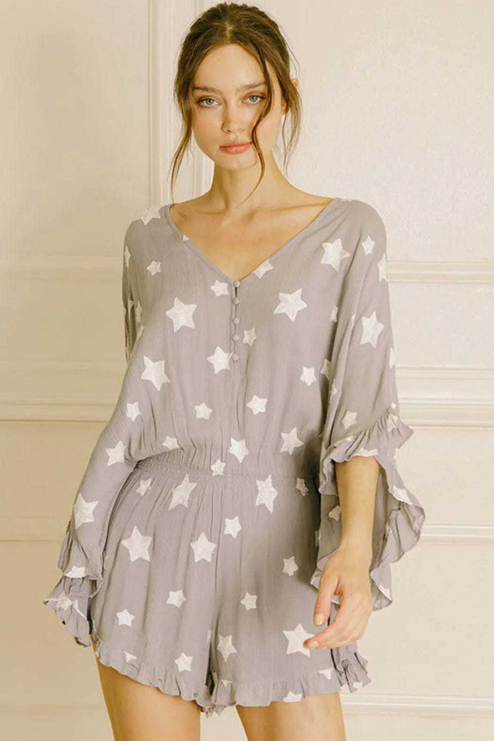 Rompers Gray Star Kimono Romper