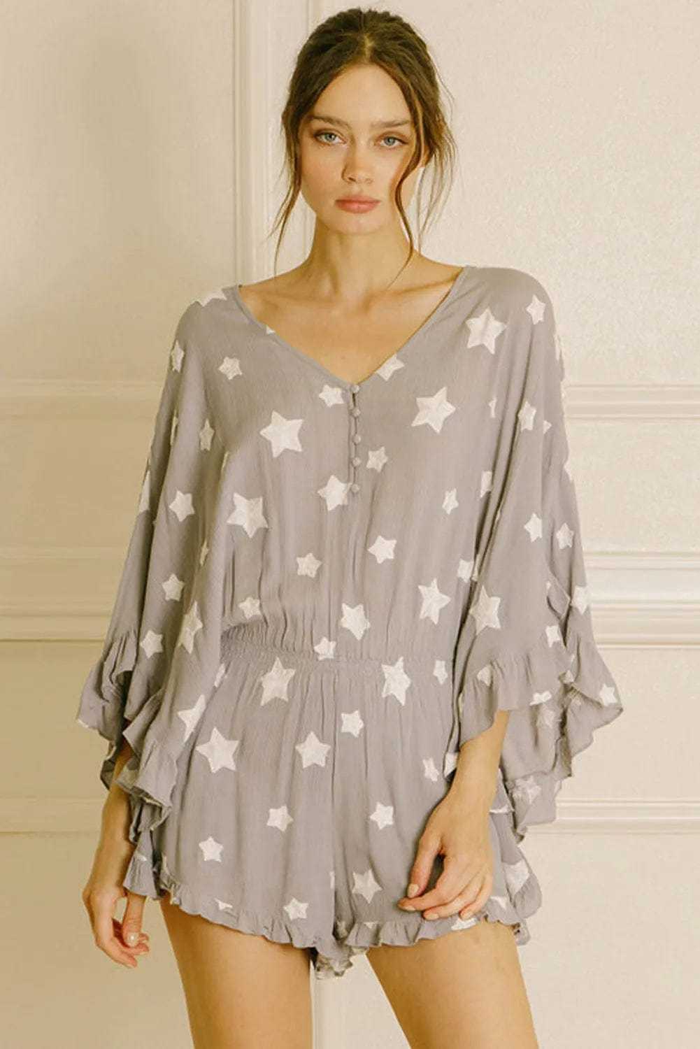 Rompers Gray Star Kimono Romper