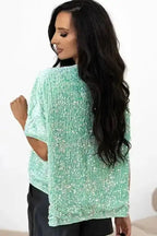 Sequin Blouses Moonlight Jade Sequin Velvet Blouse