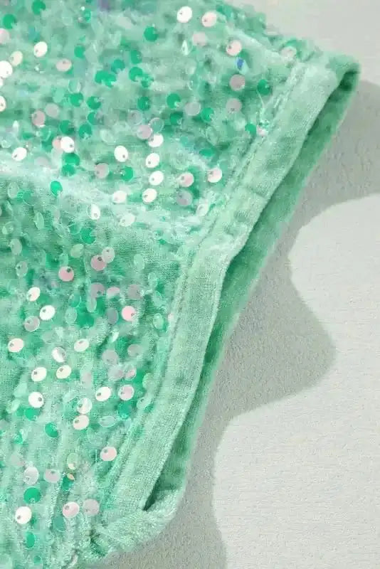 Sequin Blouses Moonlight Jade Sequin Velvet Blouse