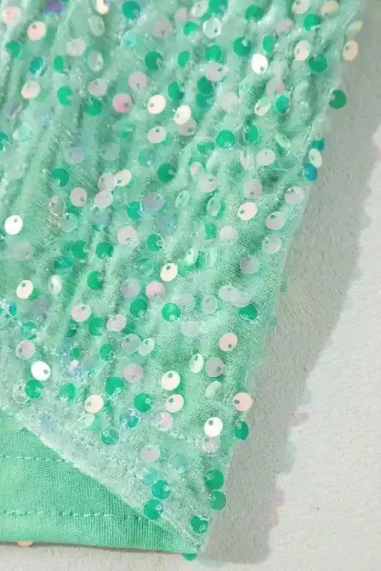 Sequin Blouses Moonlight Jade Sequin Velvet Blouse