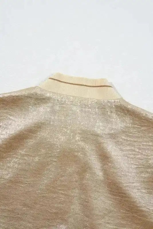 Sequin Jackets Metallic Zip-up Varsity Jacket