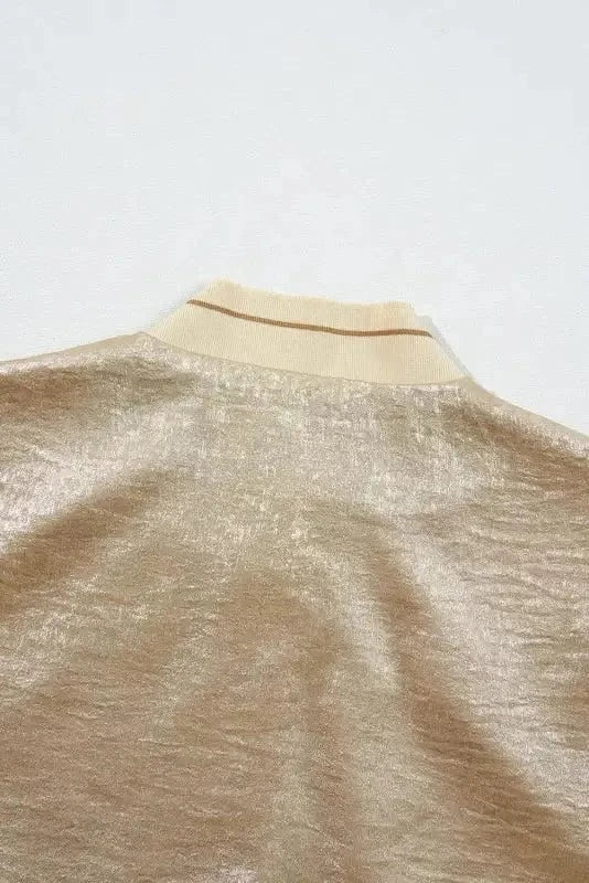 Sequin Jackets Metallic Zip-up Varsity Jacket
