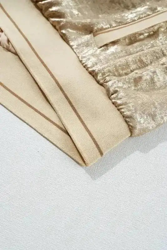 Sequin Jackets Metallic Zip-up Varsity Jacket