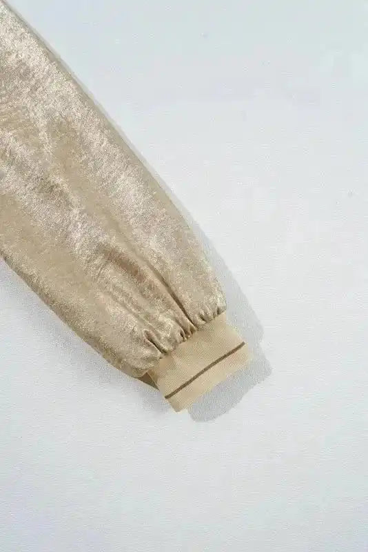 Sequin Jackets Metallic Zip-up Varsity Jacket