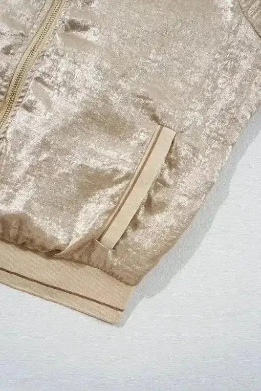 Sequin Jackets Metallic Zip-up Varsity Jacket