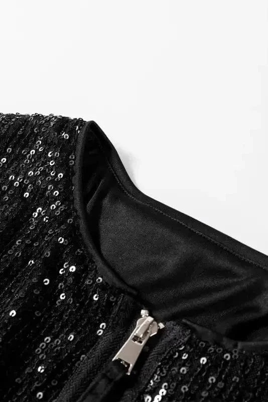 Sequin Jackets Sequin Swirl Zip-Up Jacket