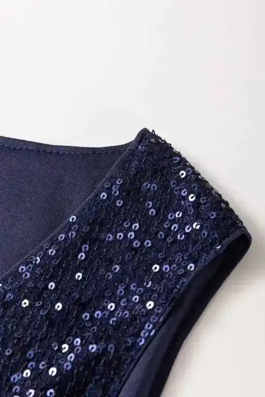 Sequin Tops Glam Sequin V-Neck Tank Top