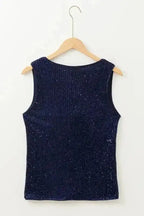 Sequin Tops Glam Sequin V-Neck Tank Top