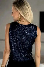 Sequin Tops Glam Sequin V-Neck Tank Top