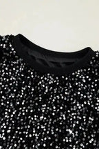 Sequined Tops Midnight Shimmer Sequined Cropped Blouse