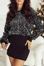 Sequin Cropped Long Sleeve Party Blouse Women UK — front view showing all-over midnight shimmer sequin fabric and long sleeves — Fashionfitz