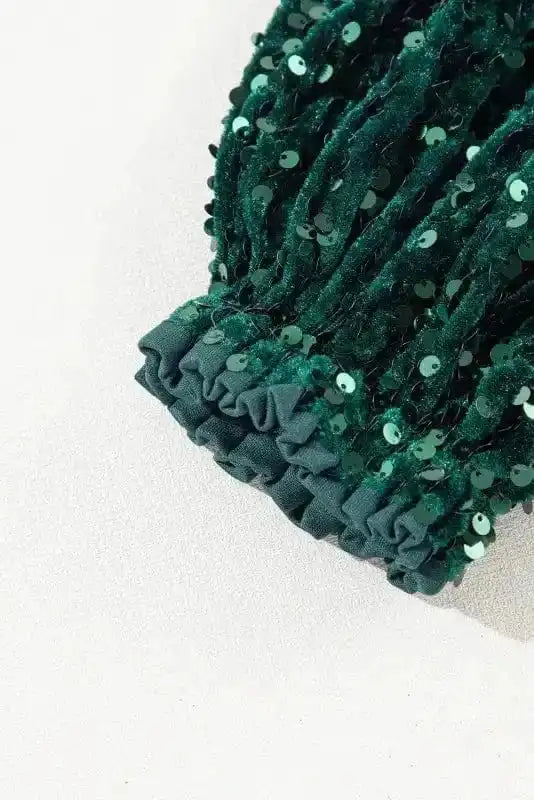 Sequined Tops Red Dahlia Sequin Sleeve Velvet Top