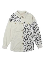 Shackets Apricot Leopard Print Detail Pocketed Corduroy Jacket