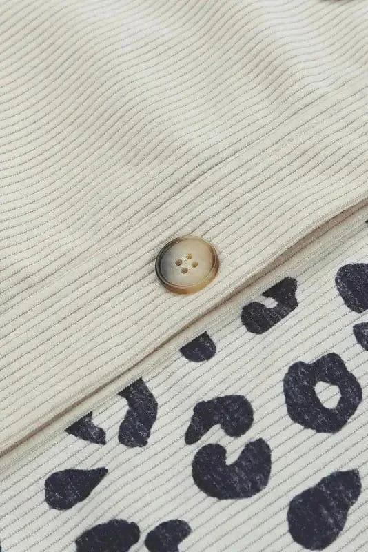 Shackets Apricot Leopard Print Detail Pocketed Corduroy Jacket
