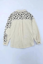 Shackets Apricot Leopard Print Detail Pocketed Corduroy Jacket